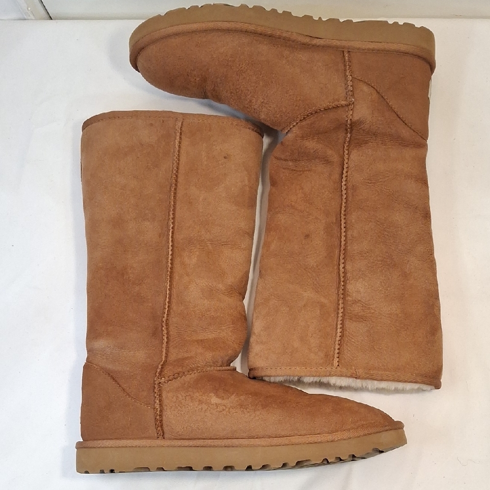 UGG Australia Tall Chestnut Suede Winter Boots with Fleece Lining. Lightly Worn.